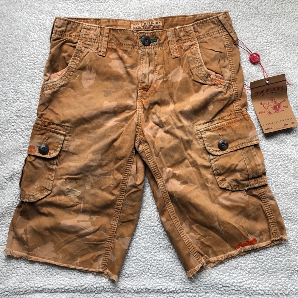 True Religion Boys Recon Cargo Camouflage Shorts